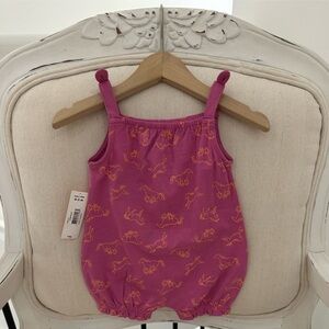 Baby 0~3 Mth Cotton Bubble Onesie Romper With Bow Straps & Horse Print NWT